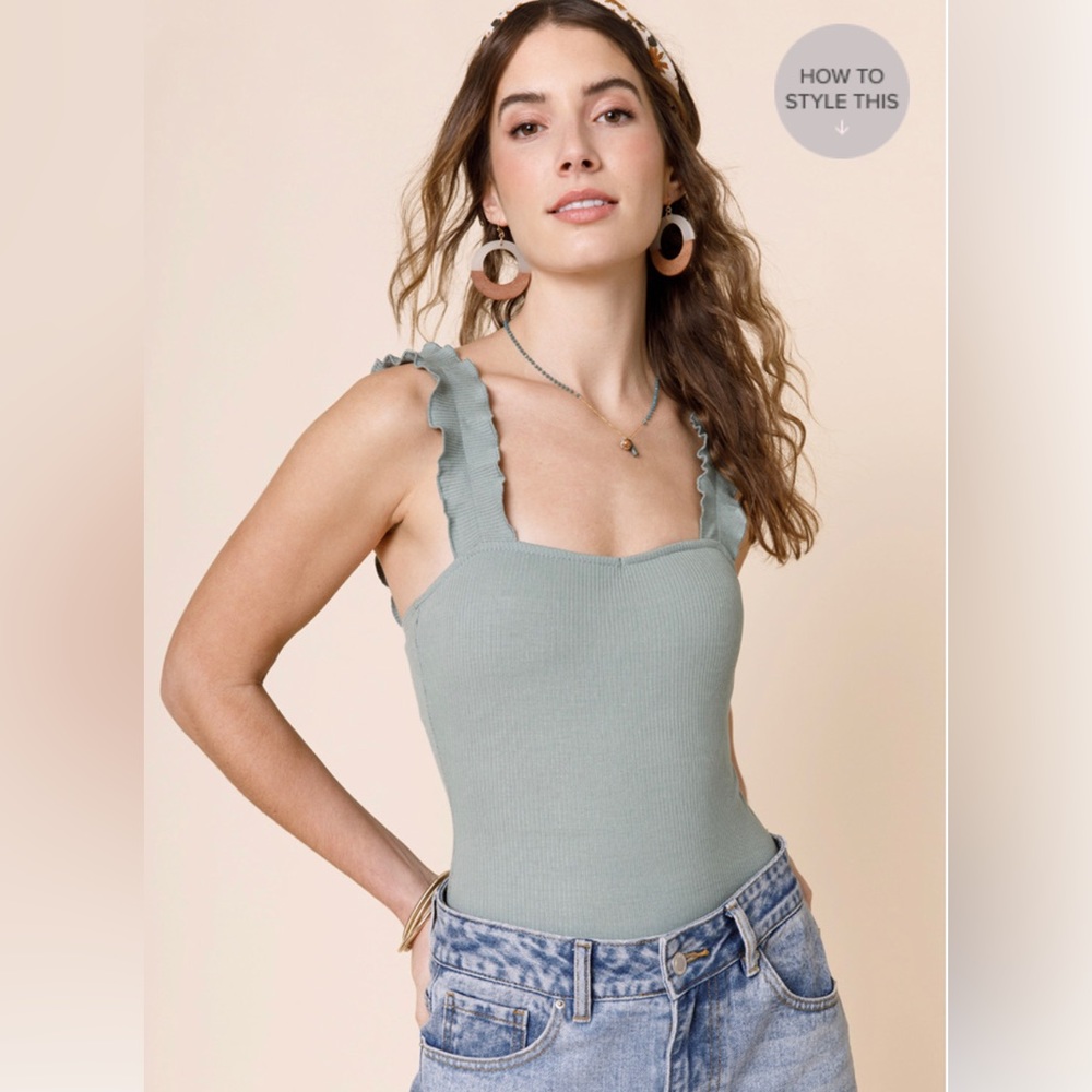 Francesca’s Joanna Ruffle Strap Bodysuit